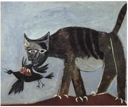 L'intellectuel stalinien ? Chat saisissant un oiseau Picasso