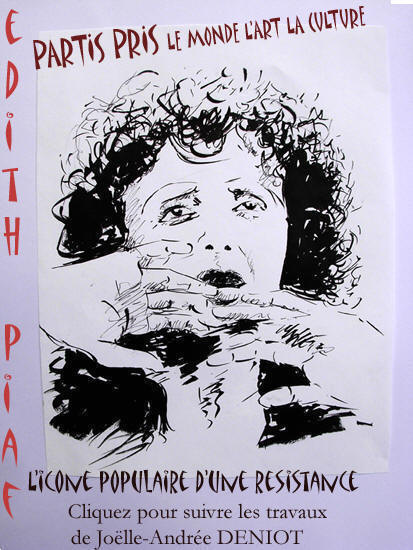 Encre et gouache de Mireille Petit-Choubrac pour L'Edith Piaf de Jo�lle Deniot Avril 2010 Copyrigt Lestamp Edition